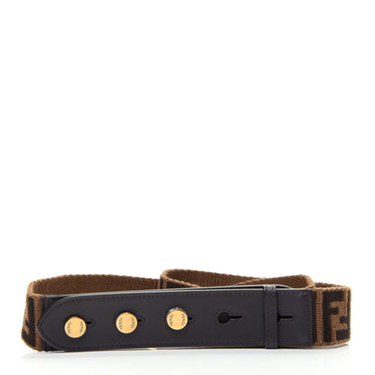 Fendi Ribbon Vitello Century FF 1974 Flat Studded Strap You Fango Marrone Ebano 2 of 4