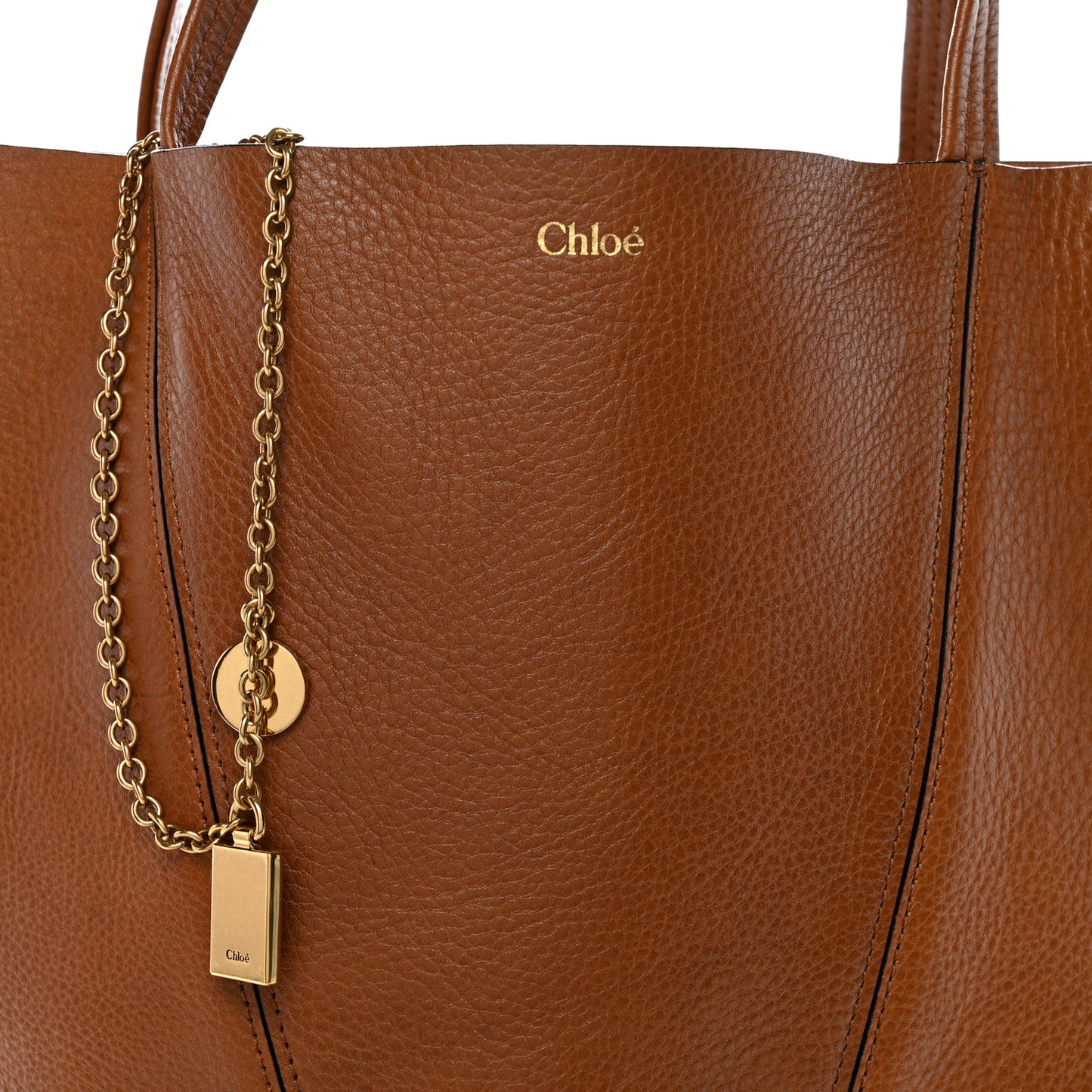 Grained Calfskin Medium Spin Tote Clay Brown