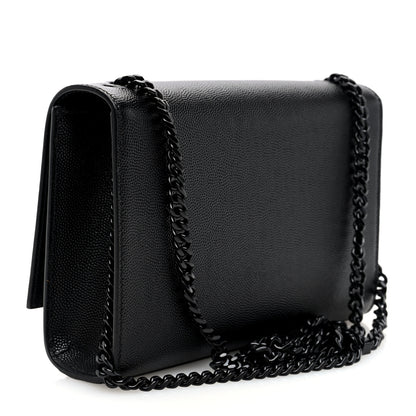 Saint Laurent Grain De Poudre Small Monogram Monochrome Kate Satchel Black 3 of 9