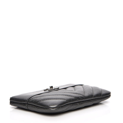 Chanel Metallic Sheepskin Quilted Small Pouch Dark Silver 4 of 8