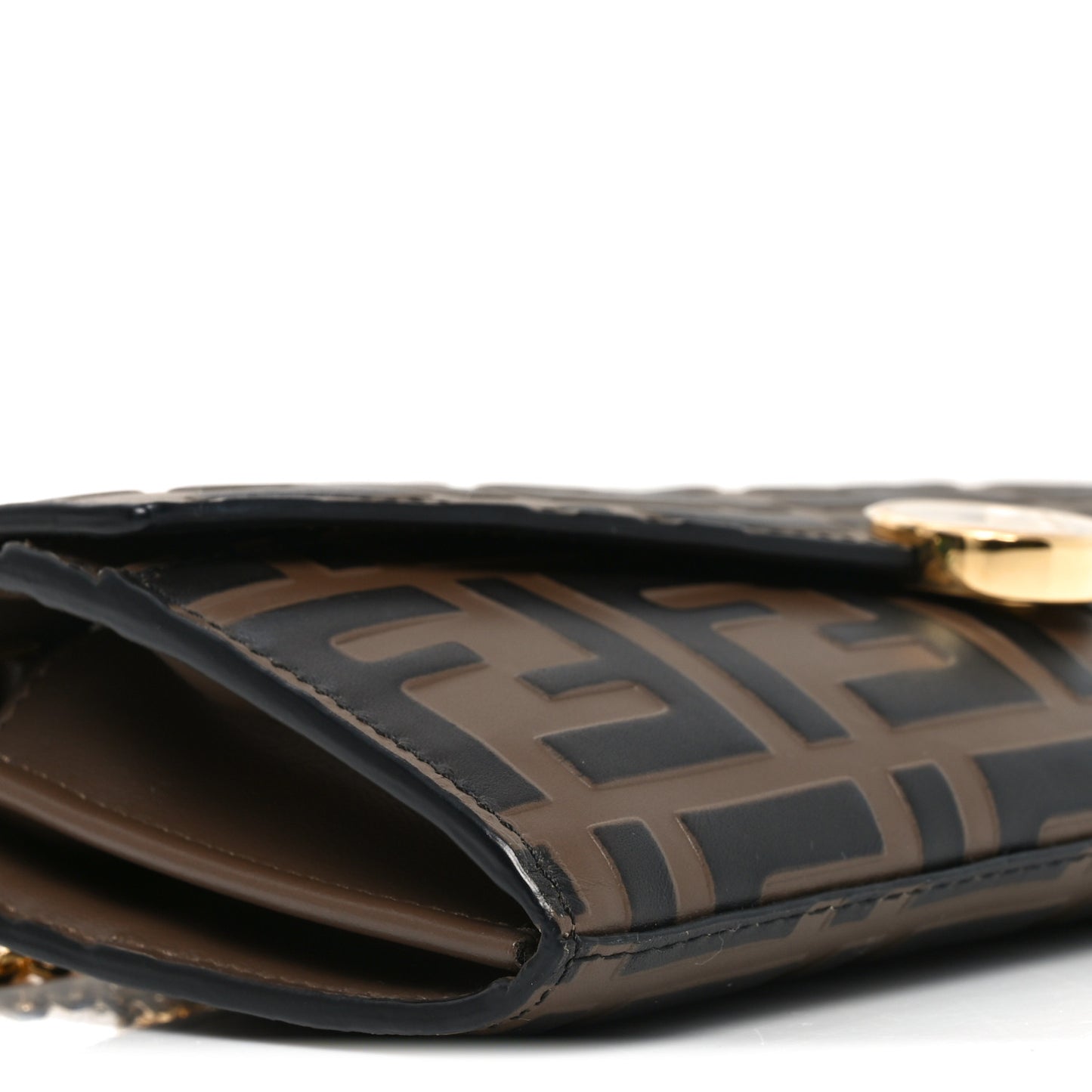 Vitello Soft F is Fendi Bi-Color FF 1974 Embossed Continental Envelope Wallet On Chain Maya Black