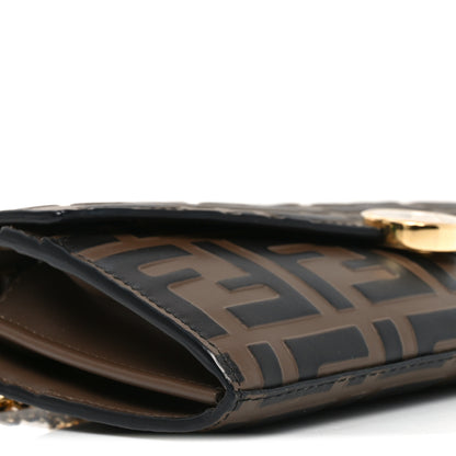 Fendi Vitello Soft F is Fendi Bi-Color FF 1974 Embossed Continental Envelope Wallet On Chain Maya Black 9 of 10