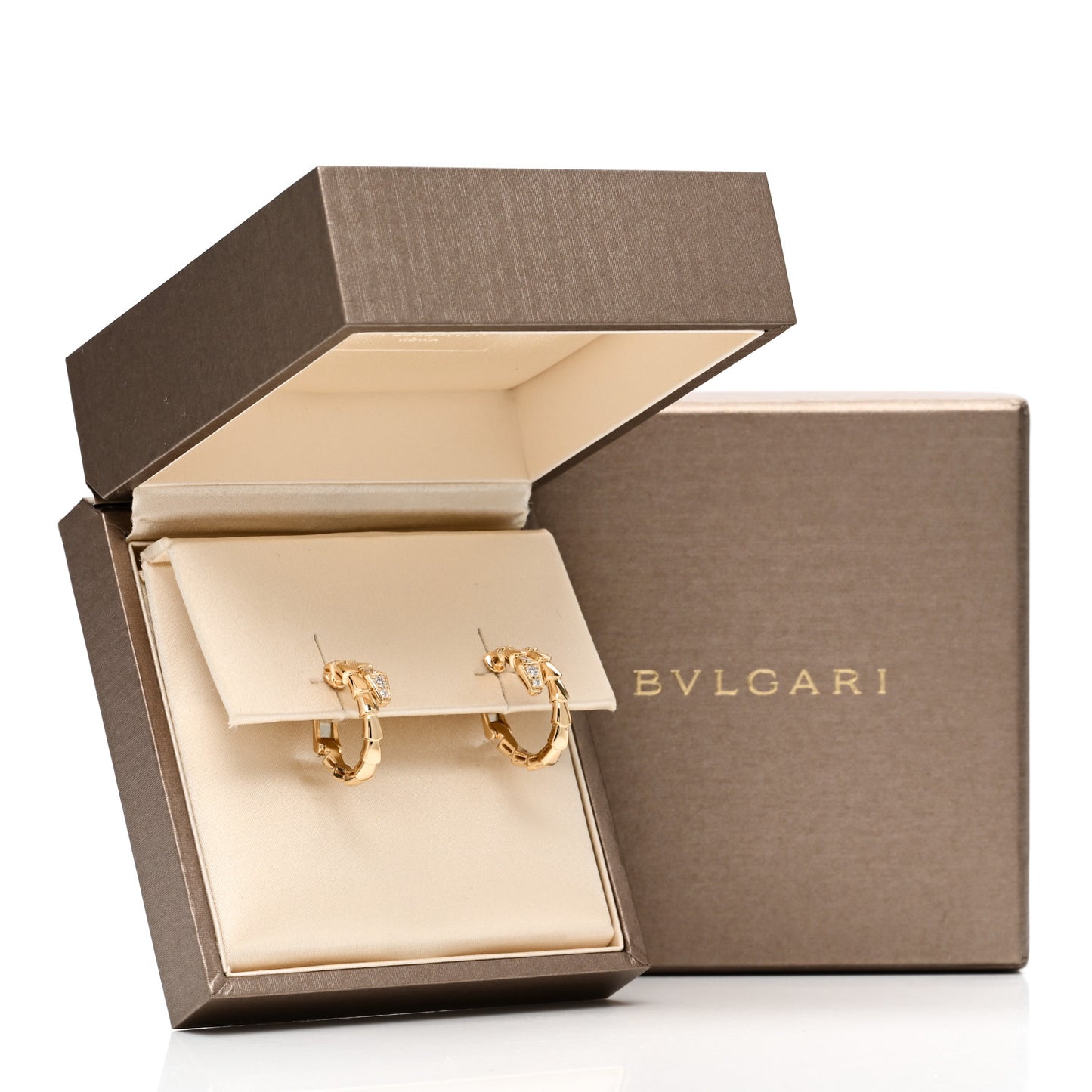 18K Yellow Gold Diamond Serpenti Viper Hoop Earrings