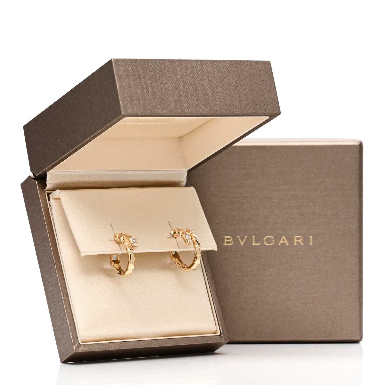 Bulgari 18K Yellow Gold Diamond Serpenti Viper Hoop Earrings 6 of 6
