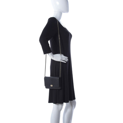 Chanel Calfskin Chevron Boy Wallet On Chain WOC Black 2 of 12