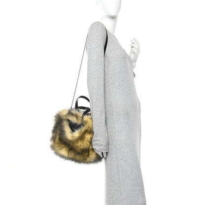 Prada Aspen Vitello Faux Fur Tote Crema Black 2 of 9