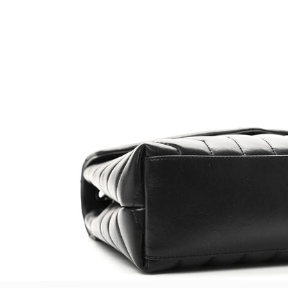 Saint Laurent Calfskin Y Quilted Monogram Monochrome Small Loulou Chain Satchel Black 9 of 10