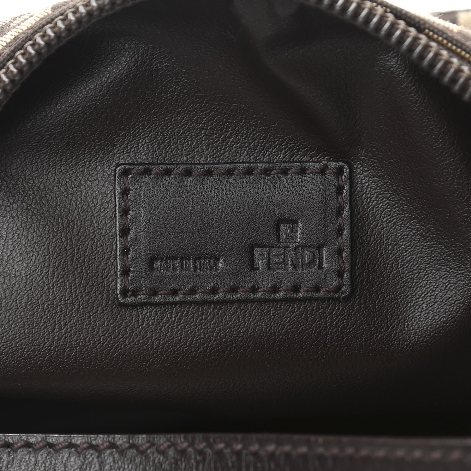 Fendi Zucchino Vitello Mini Pochette Testa di Moro Beige 6 of 9