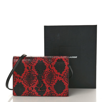 Saint Laurent Snakeskin Monogram Toy Kate Strap Wallet Black Red 12 of 12