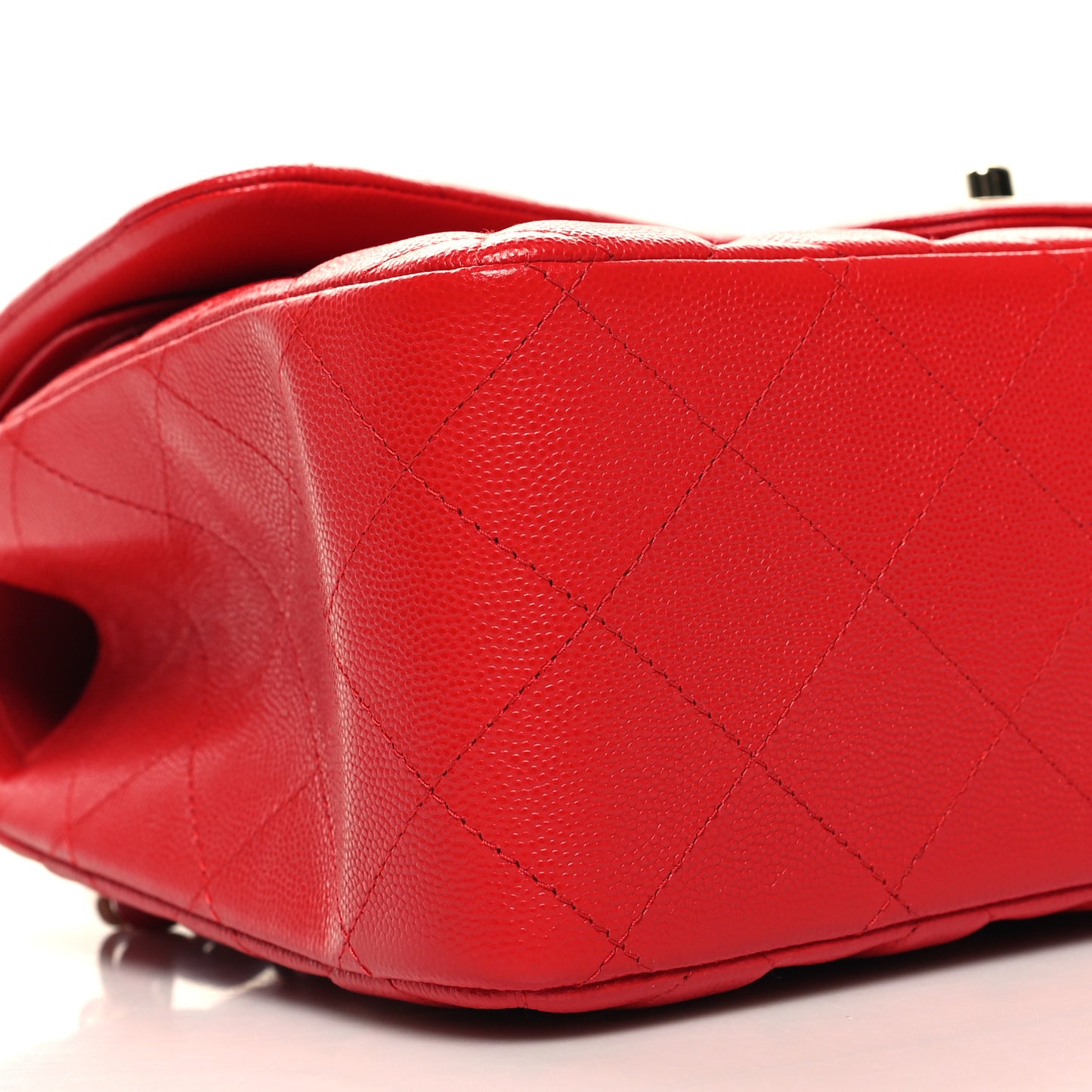 Caviar Quilted Jumbo Double Flap Red