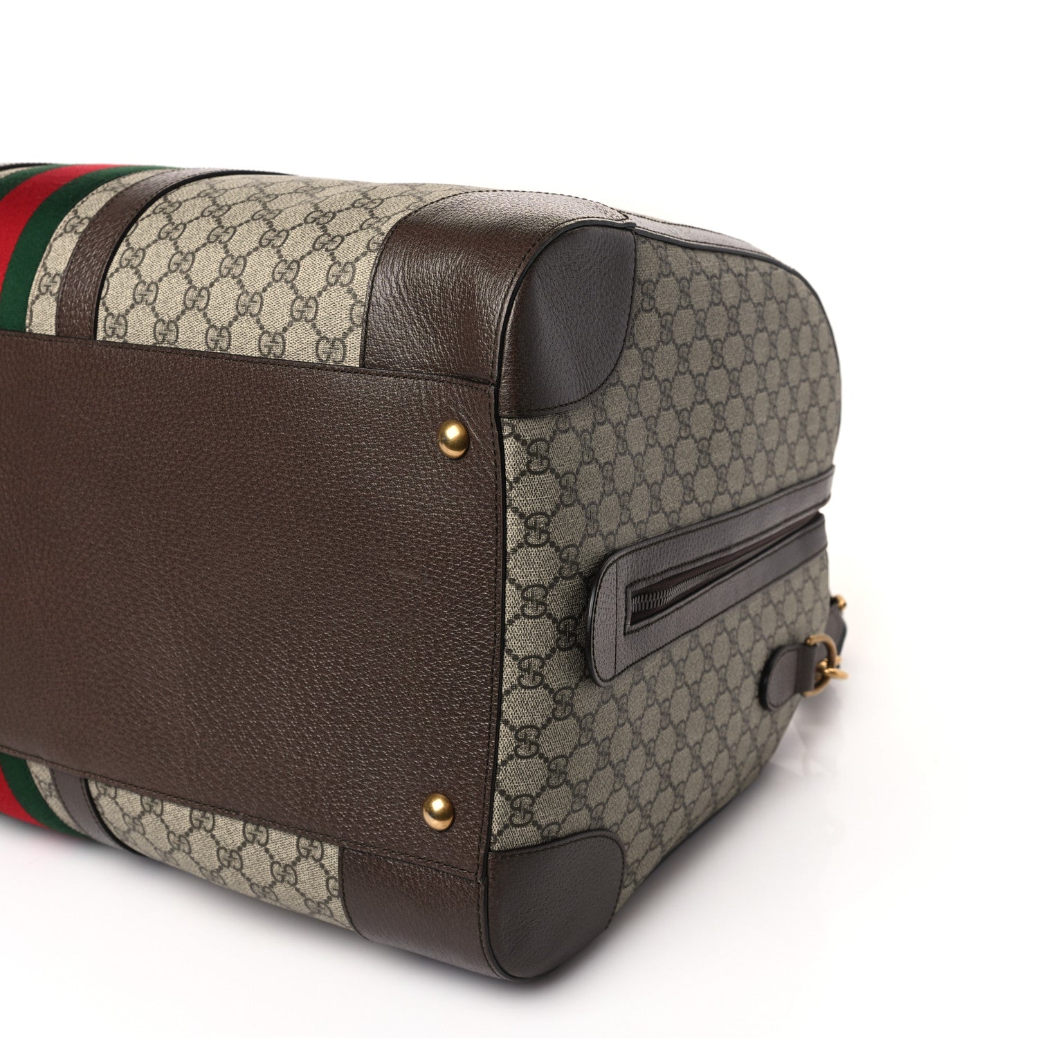 Gucci GG Supreme Monogram Textured Dollar Calfskin Web Large Savoy Duffle Bag Beige Ebony New Acero 7 of 7