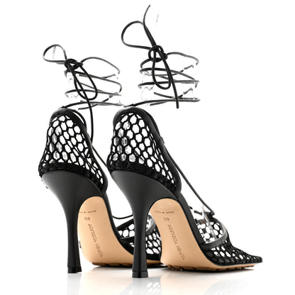 Bottega Veneta Mesh Nappa Stretch Ankle Tie Sandals 40 Black 3 of 7