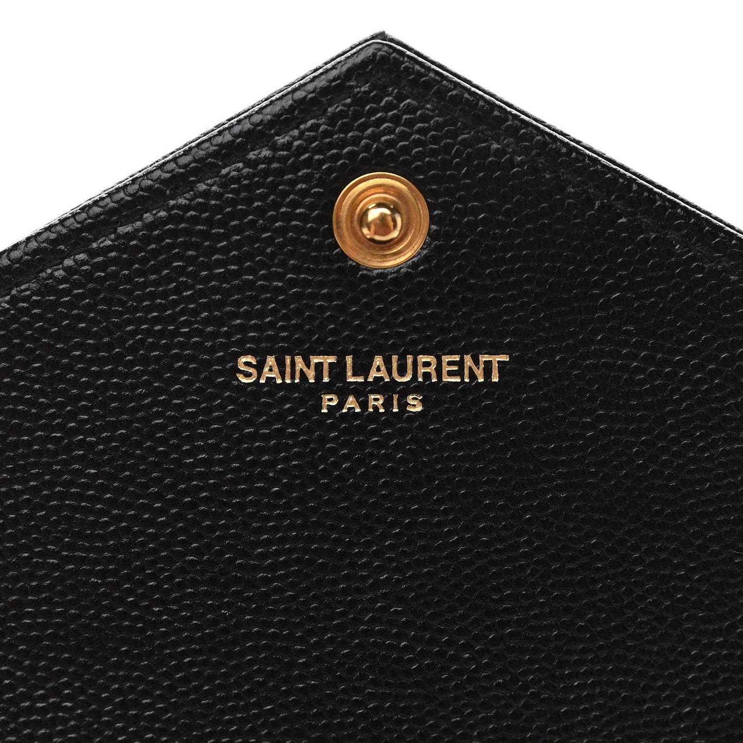 Grain De Poudre Matelasse Chevron Monogram Envelope Chain Wallet Black
