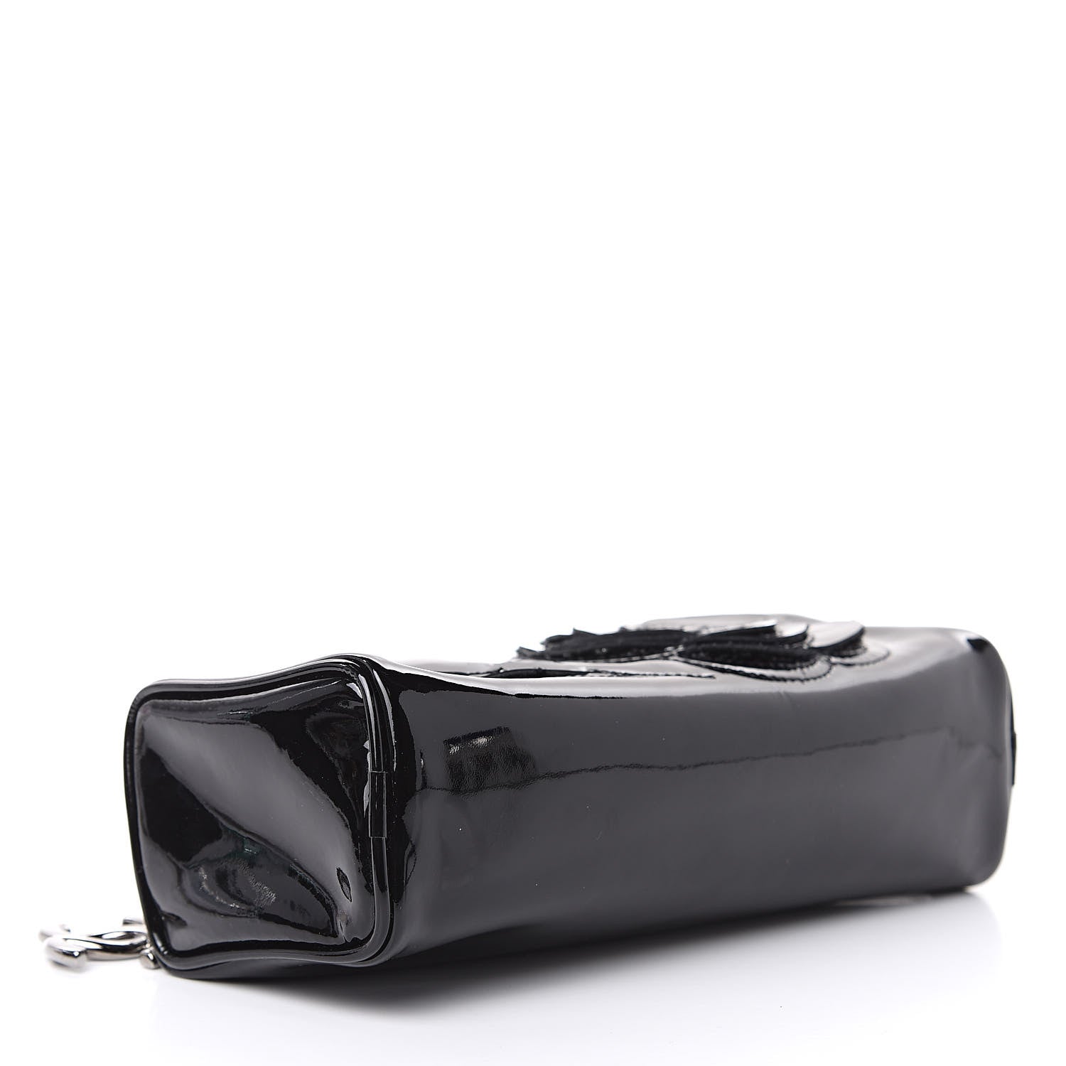 Chanel Patent Camellia Cosmetic Pouch Black 4 of 11