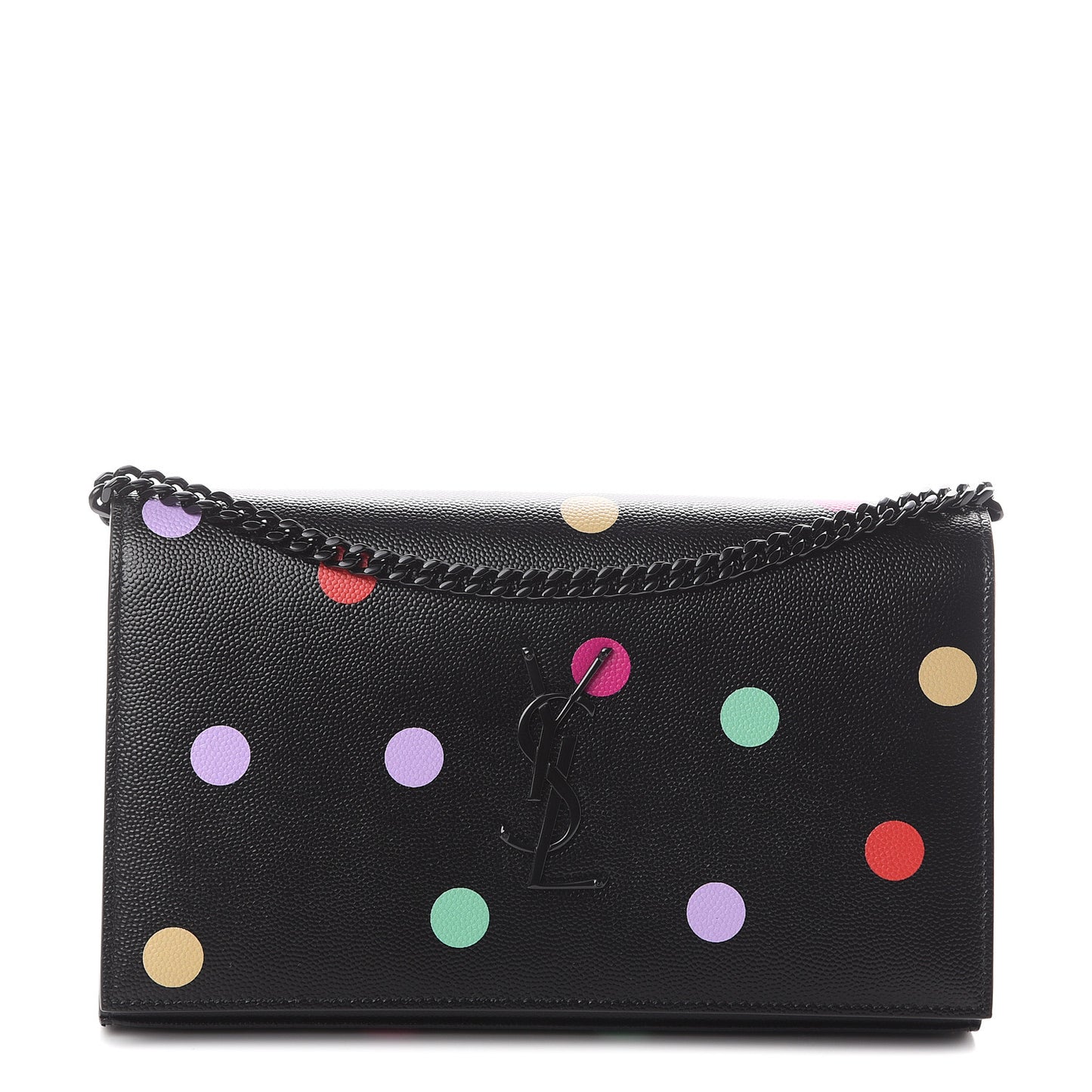 Grain De Poudre Monogram Chain Wallet Black Confetti