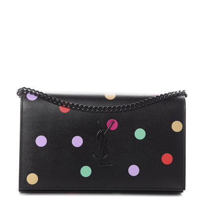 Saint Laurent Grain De Poudre Monogram Chain Wallet Black Confetti 1 of 7
