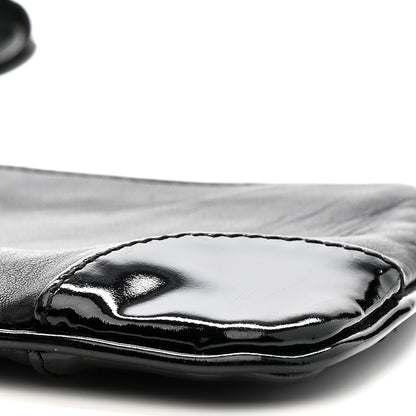 Chanel Lambskin Patent Camellia Wristlet Black 12 of 13