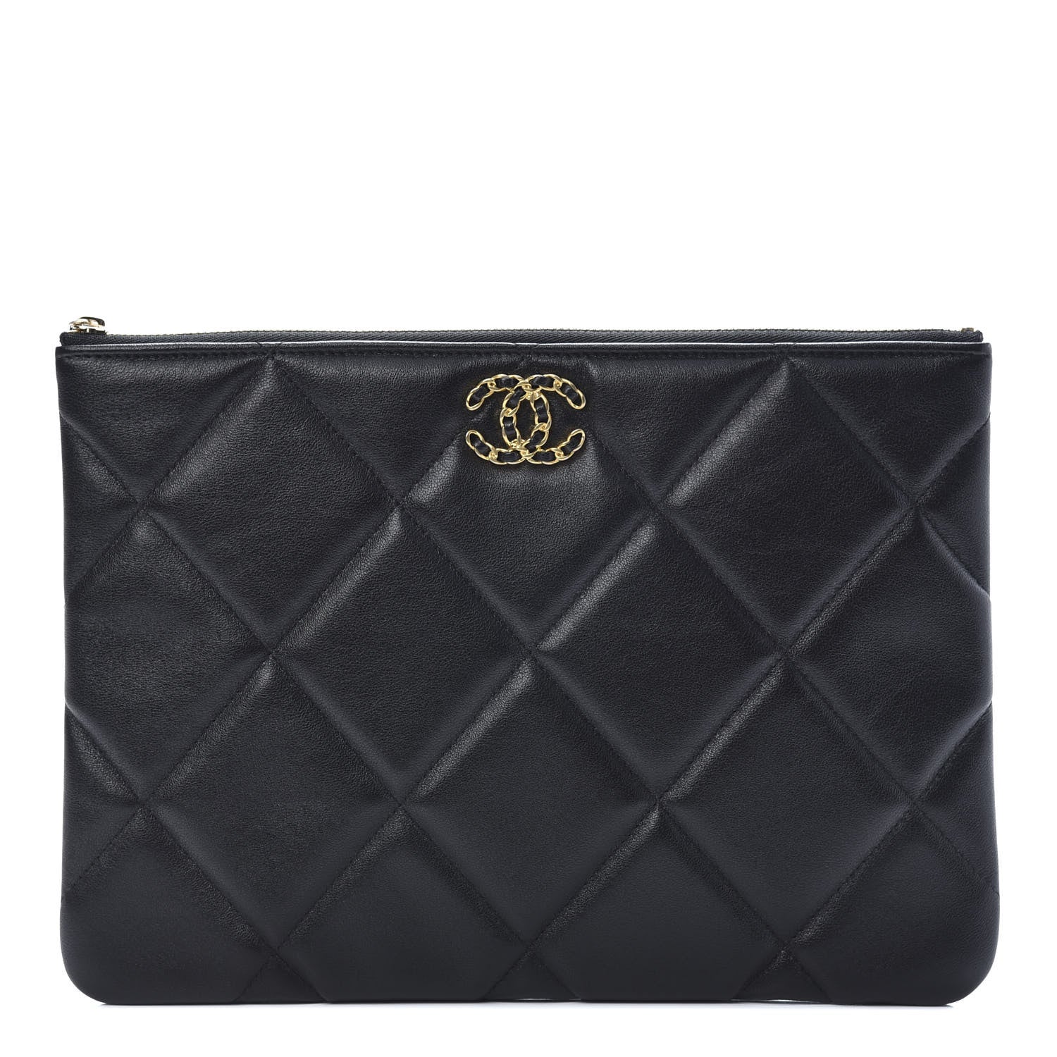 Chanel Lambskin Quilted Large 19 Cosmetic Case Black 1 of 7