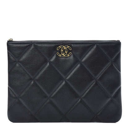Chanel Lambskin Quilted Large 19 Cosmetic Case Black 1 of 7