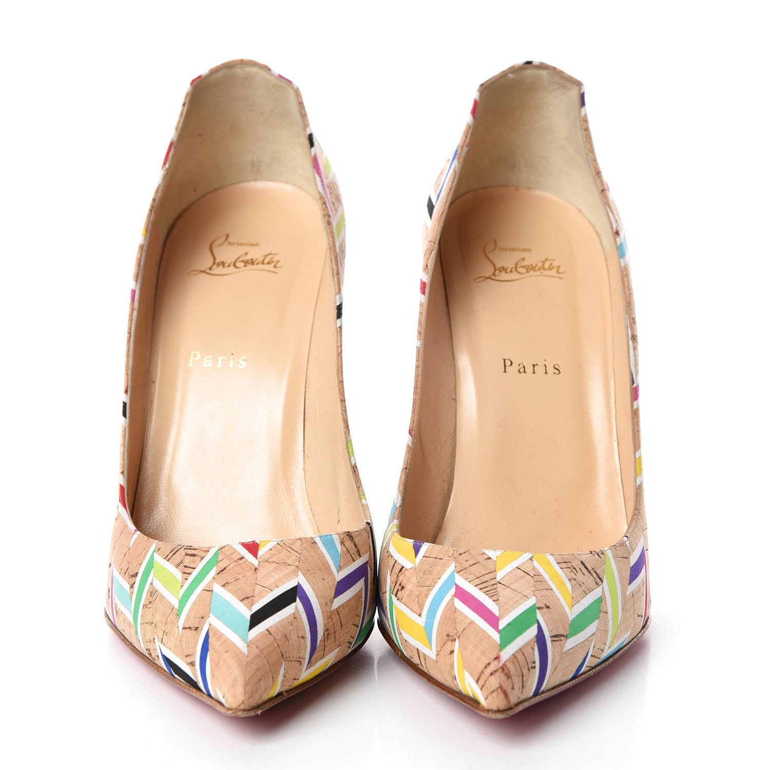 Christian Louboutin Cork Chevron Print Pigalle Follies 100 Pumps 41.5 Multicolor 2 of 11