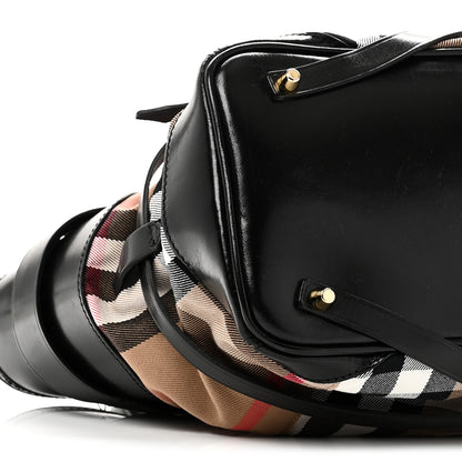 Burberry House Check Bridle Calfskin Medium Lynher Tote Black 9 of 10