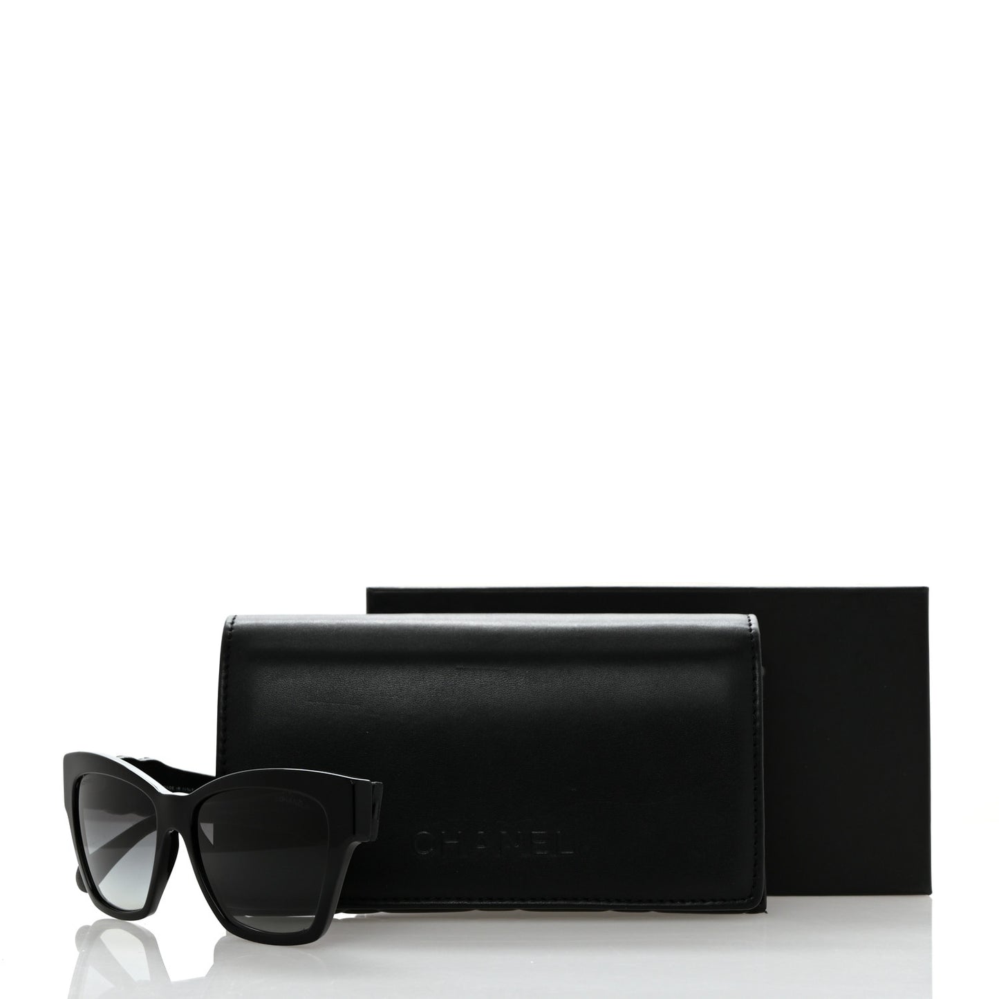 Acetate Square Cat Eye CC Sunglasses 5456-Q-B Black