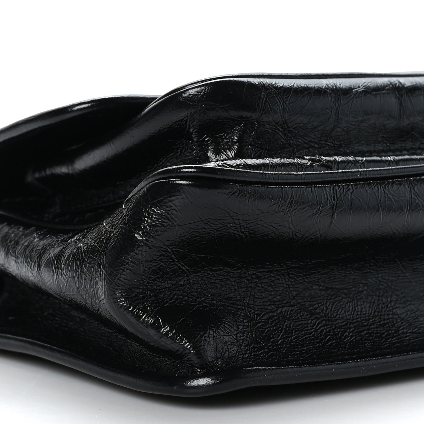 Crinkled Lambskin Matelasse Monogram Baby Niki Chain Satchel Black