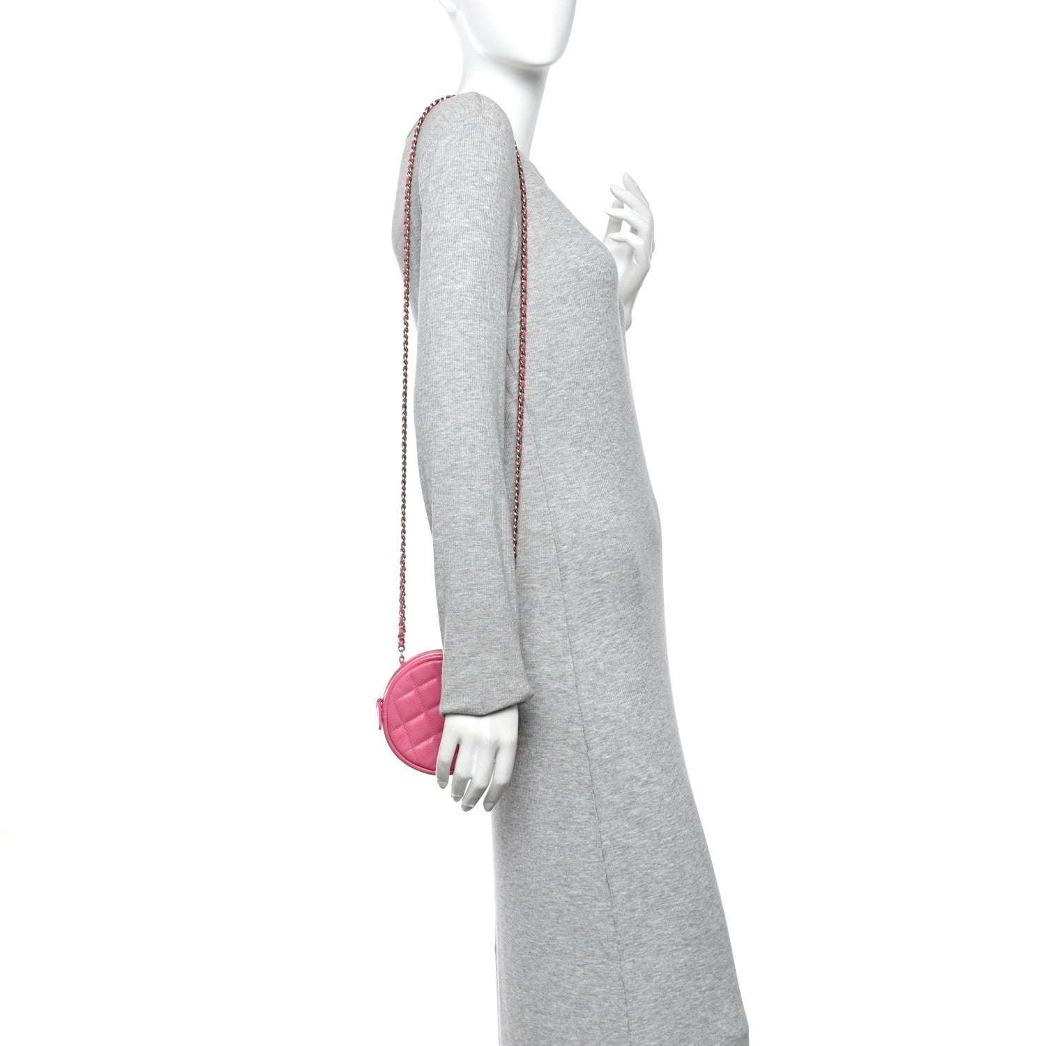 Chanel Caviar Quilted Round Clutch With Chain Pink 2 of 10