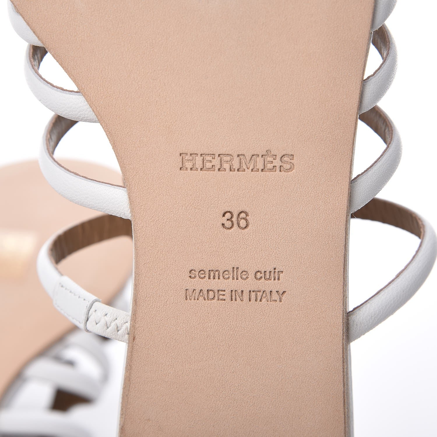 Hermes Nappa Calfskin Olympe Sandals 36 Blanc White 6 of 9
