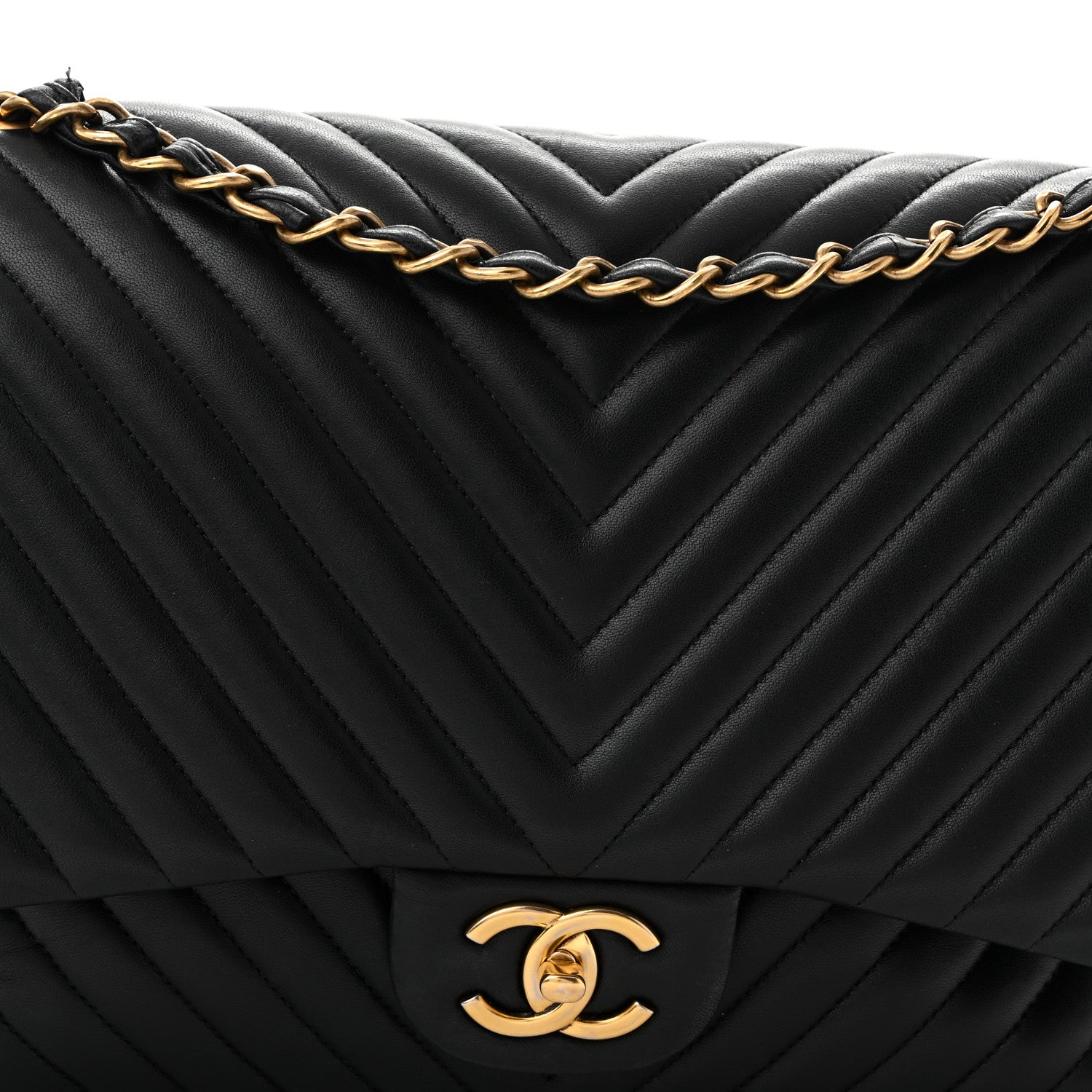 Chanel Lambskin Chevron Quilted Maxi Double Flap Black 8 of 14