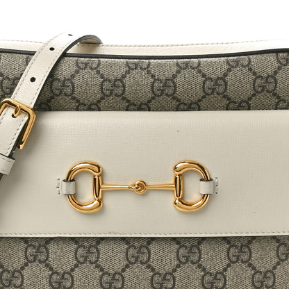 Gucci GG Supreme Monogram Small Horsebit 1955 Shoulder Bag Beige Mystic White 8 of 10