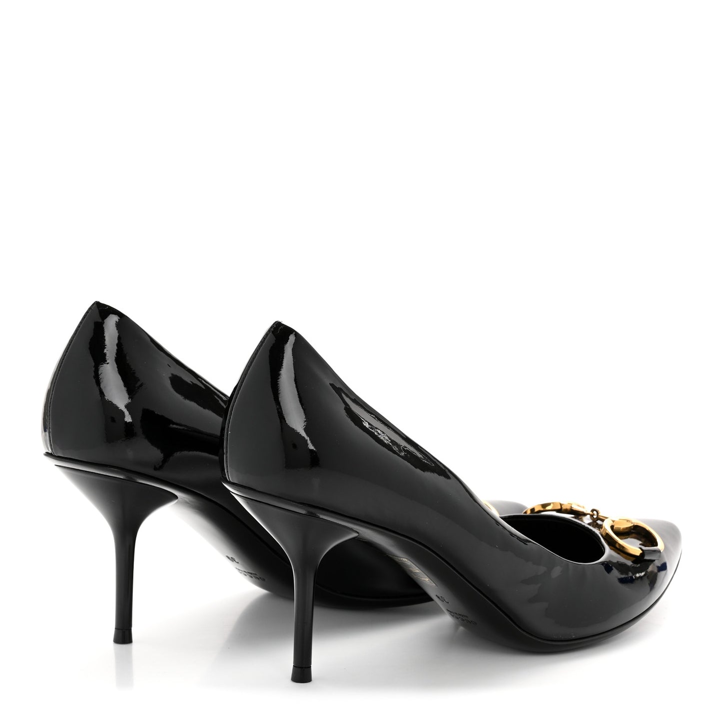 Patent Calfskin Horsebit Pumps 39 Black