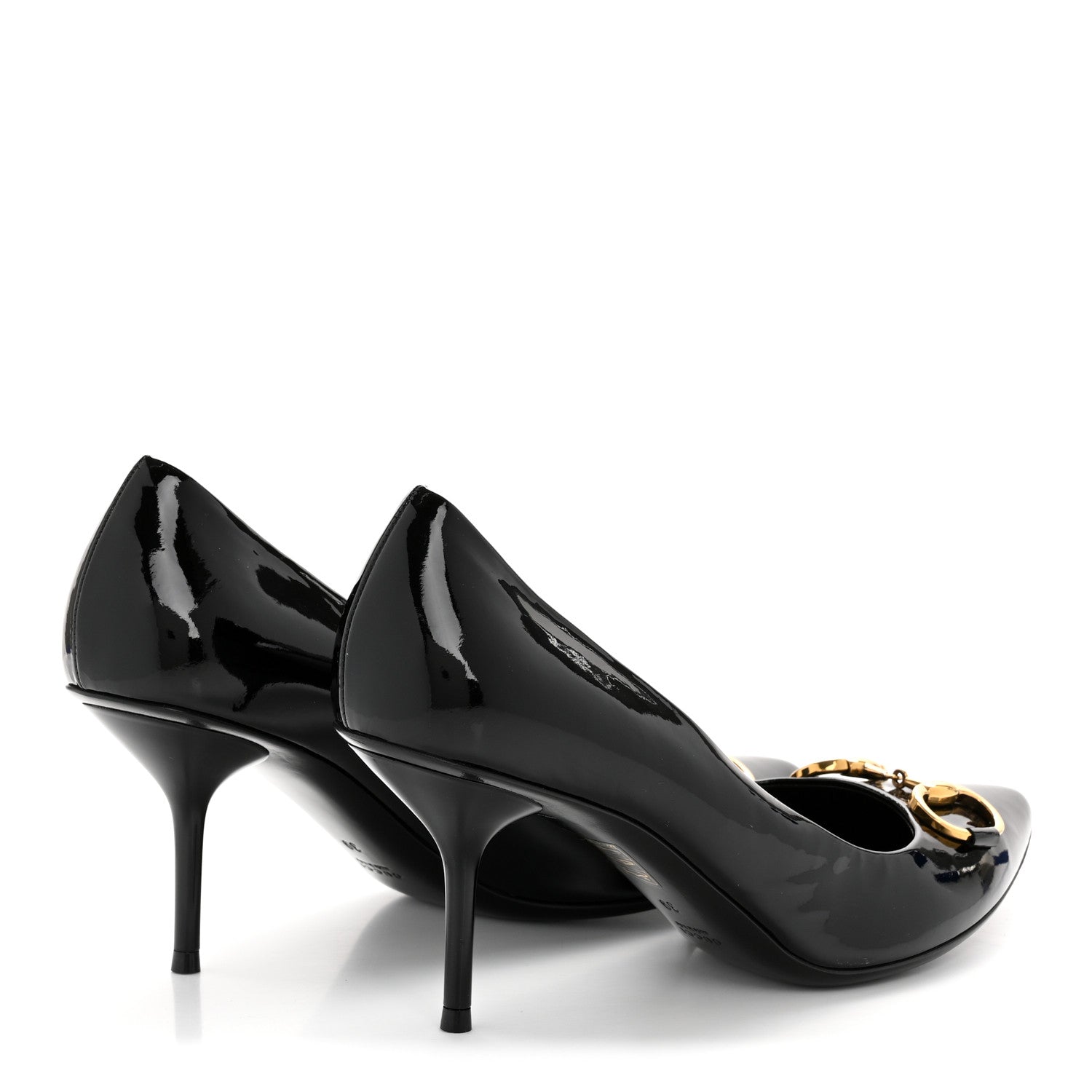 Gucci Patent Calfskin Horsebit Pumps 39 Black 5 of 12