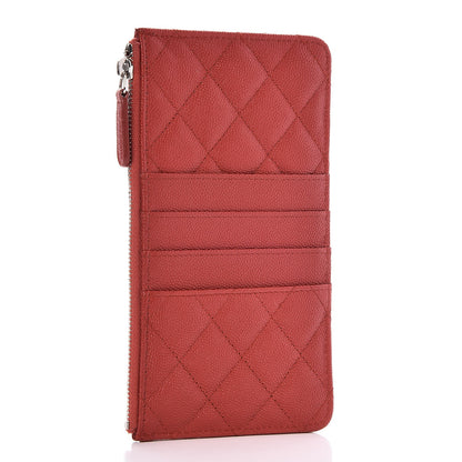 Chanel Caviar Quilted Flat Wallet Pouch Red 3 of 8