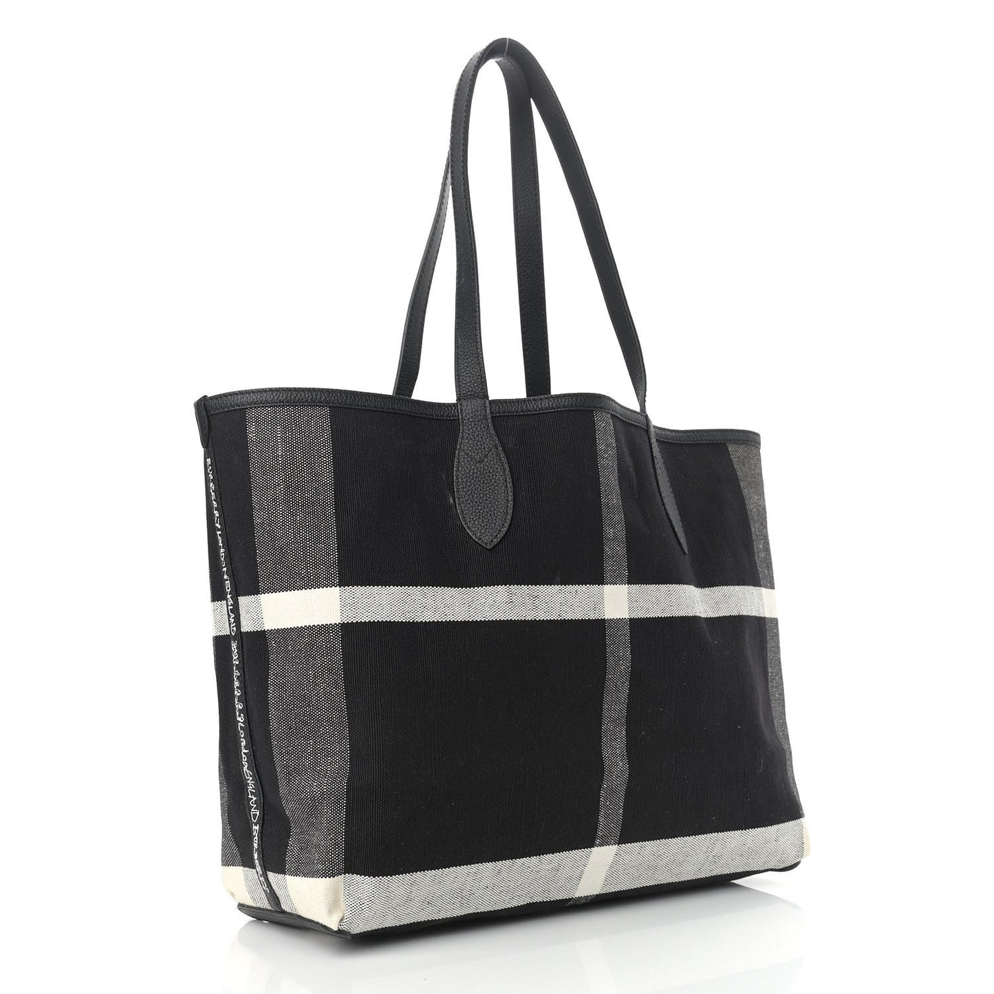 Coated Canvas Mega Check Sketchbook Medium Reversible Doodle Tote Black