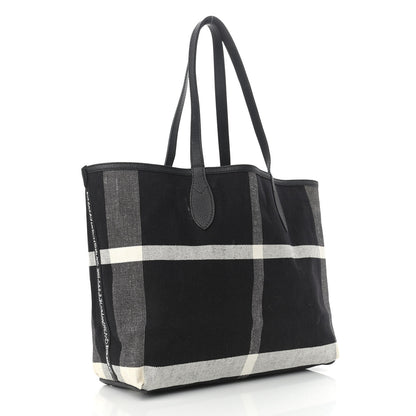 Burberry Coated Canvas Mega Check Sketchbook Medium Reversible Doodle Tote Black 5 of 18