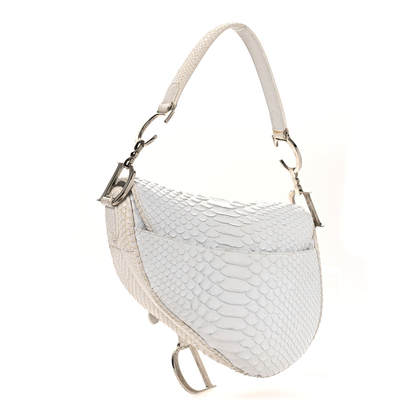 Snakeskin Saddle Bag White