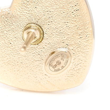 Chanel Crystal CC Resin Heart Earrings Gold Pink White 4 of 5