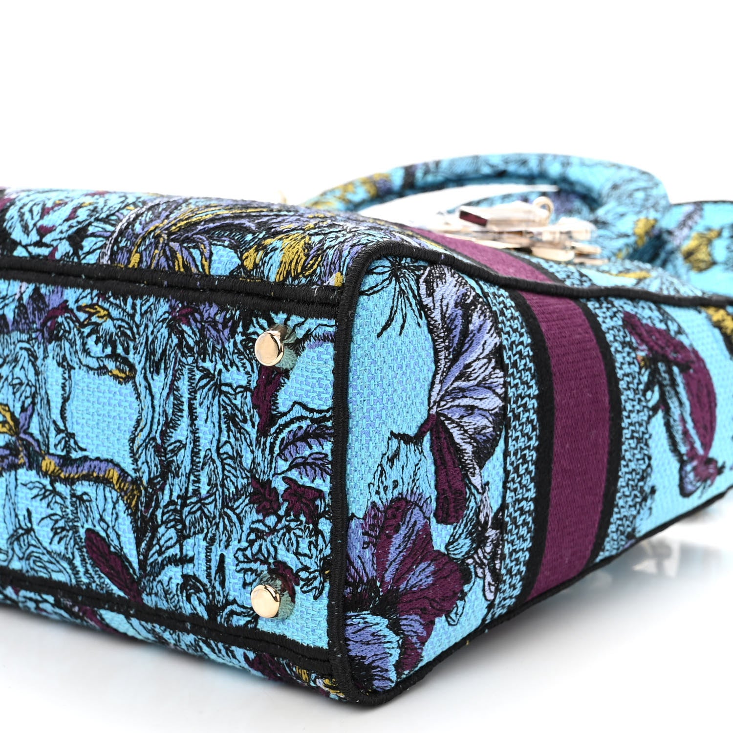 Christian Dior Canvas Toile de Jouy Voyage Embroidered Medium Lady D-Lite Celestial Blue 9 of 9