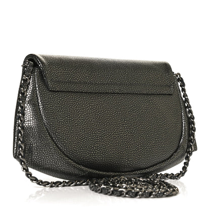 Chanel Metallic Caviar Half Moon Wallet On Chain WOC Dark Silver 3 of 10