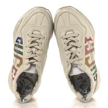 Gucci Calfskin Glitter Game Logo Womens Rhyton Sneakers 38.5 Mystic White 2 of 10