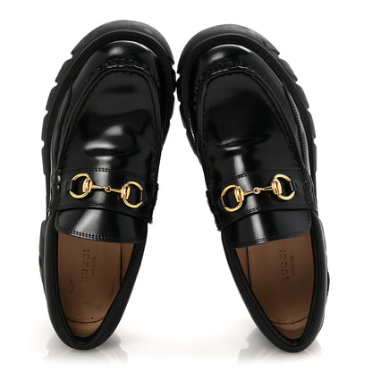 Gucci Magnum Calfskin Nappa Samoa Womens Horsebit Platform Chunky Lug Sole 40mm Loafers 39 Black 2 of 9