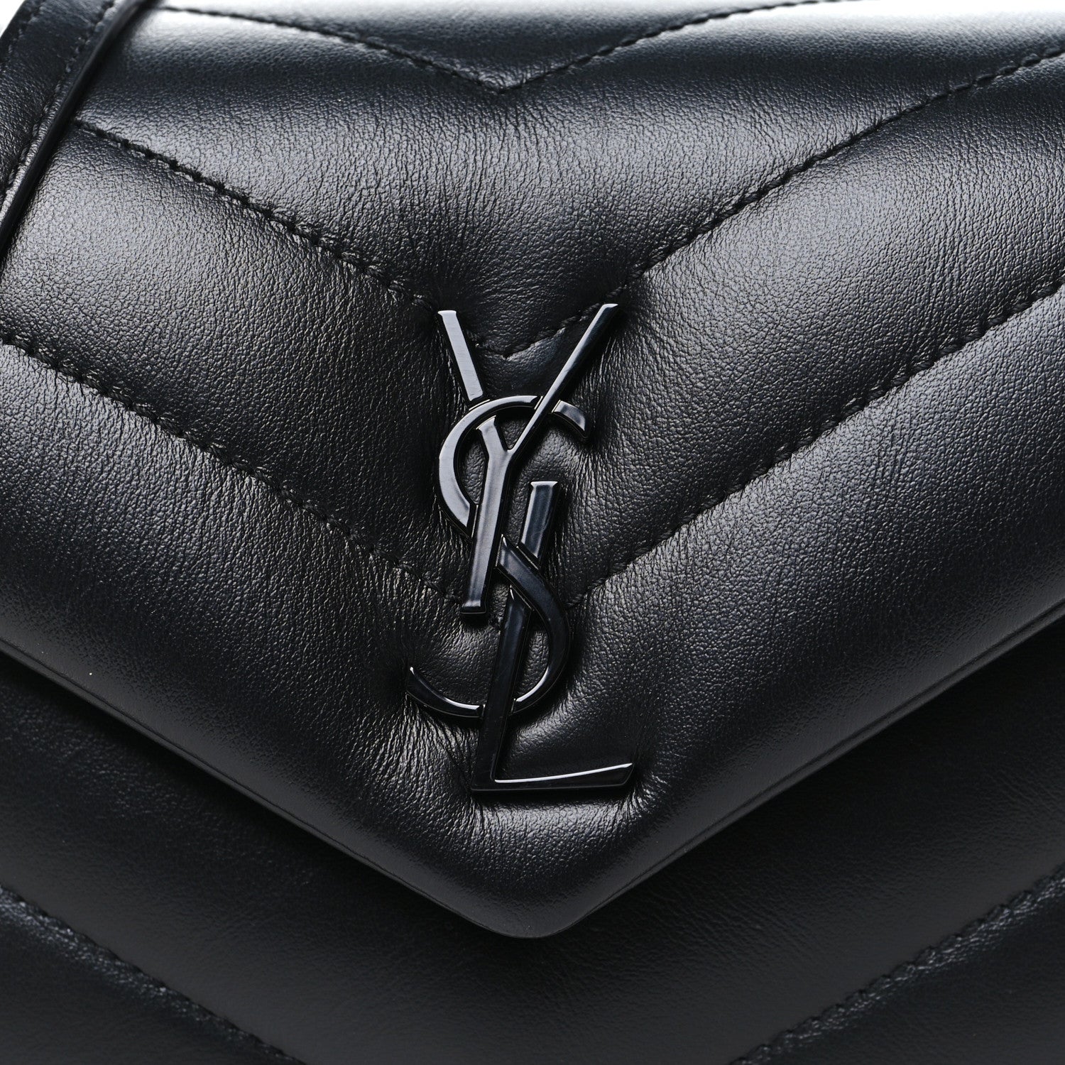 Saint Laurent Calfskin Y Quilted Monogram Monochrome Toy Loulou Crossbody Bag Black 8 of 11