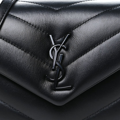 Saint Laurent Calfskin Y Quilted Monogram Monochrome Toy Loulou Crossbody Bag Black 8 of 11