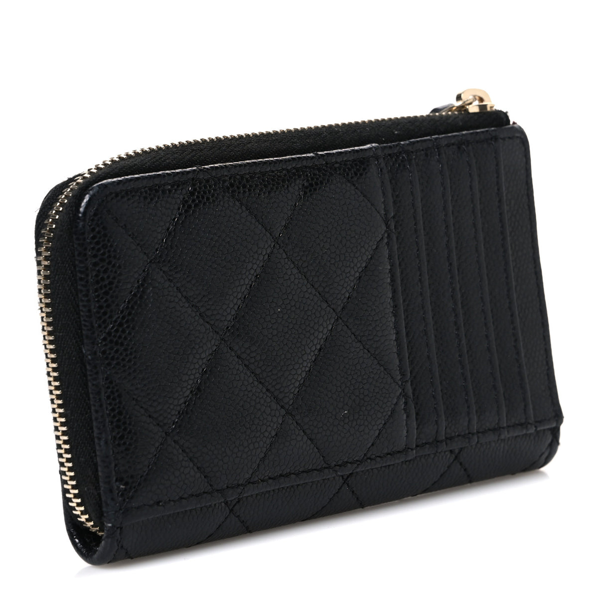 Chanel Caviar Quilted CC Zip Around Card Holder Black 3 of 7