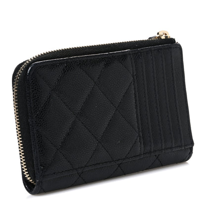 Chanel Caviar Quilted CC Zip Around Card Holder Black 3 of 7