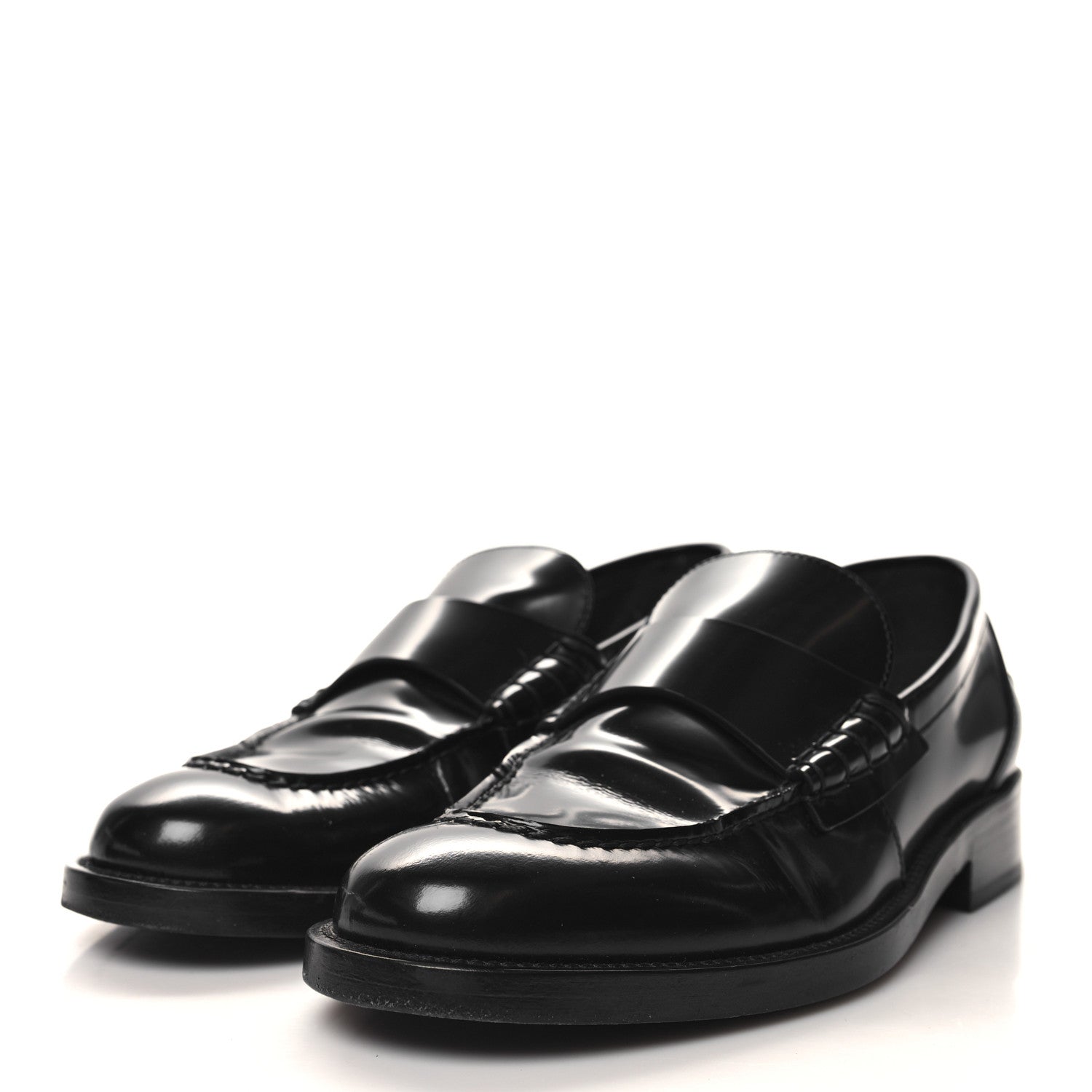 Chanel Shiny Calfskin Logo Loafers 38 Black 3 of 10