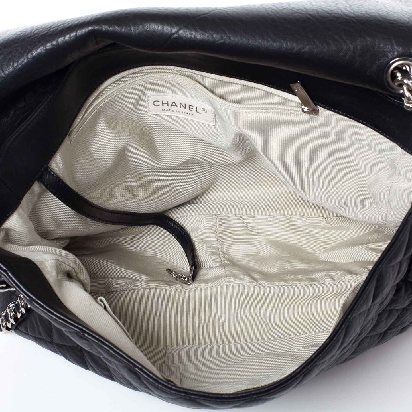 Washed Lambskin Chain Around Maxi Flap Bag Black