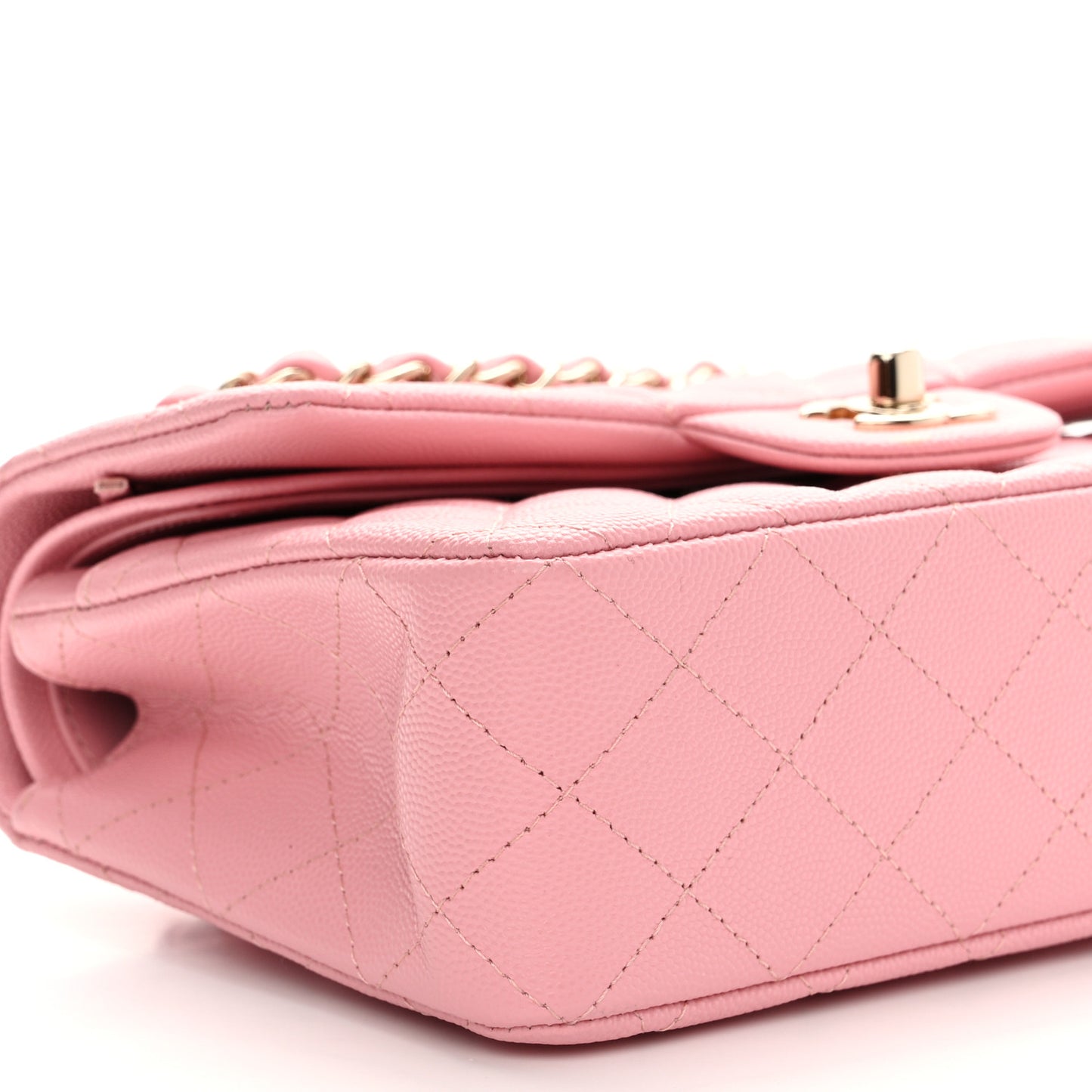 Caviar Quilted Small Double Flap Light Pink