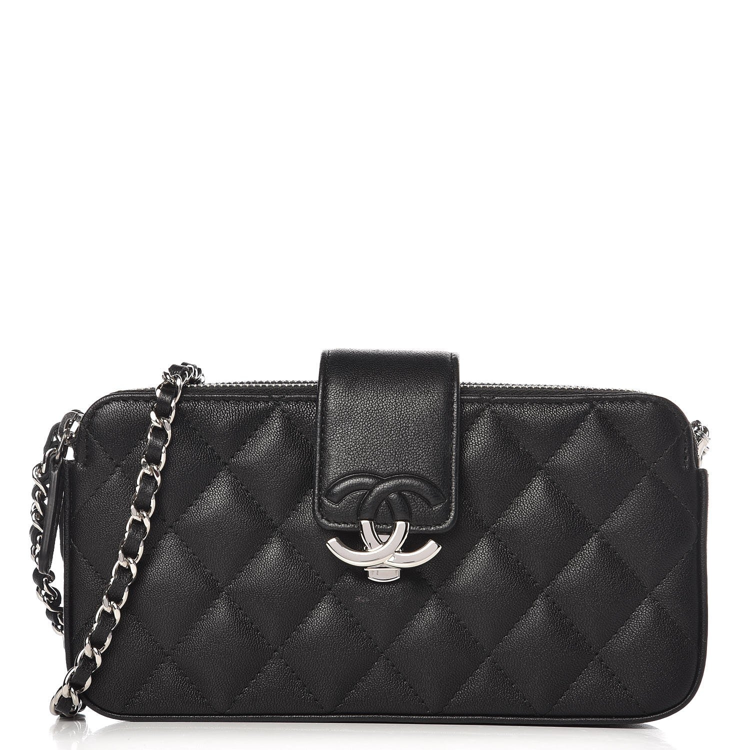 Chanel Caviar Quilted CC Box Clutch With Chain Black 1 of 13